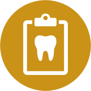 Ícone de prancheta com dente — avaliação personalizada na Clínica Aradias